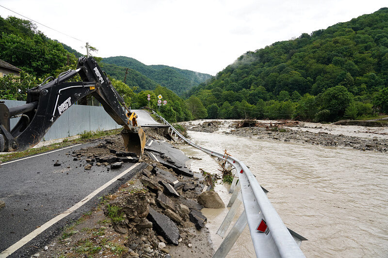 Flood damage in Sochi, Russia, June 2022.