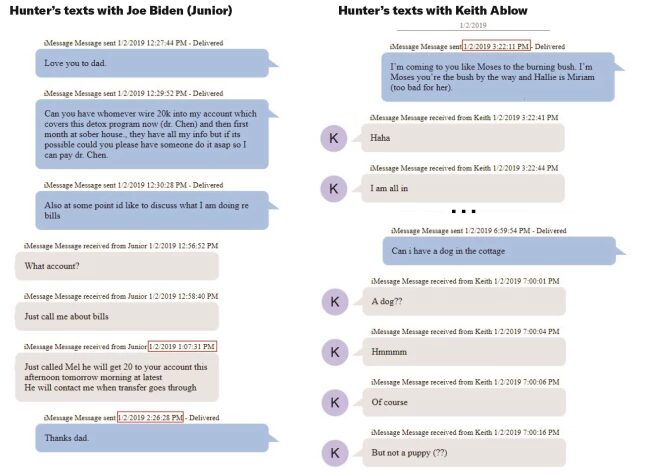 Click to enlarge hunter biden text exchange