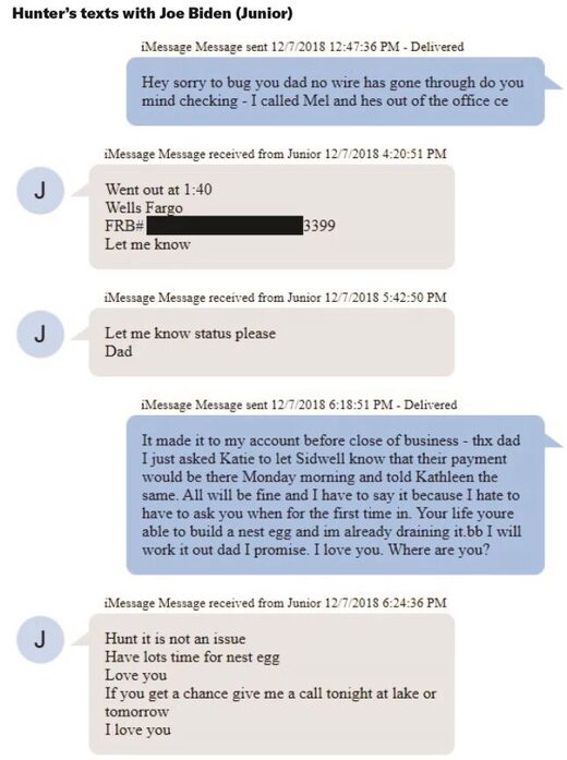 Click to enlarge Hunter Biden text exchange with Joe Biden