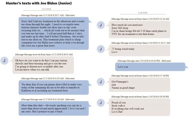 Click to enlarge Hunter Biden text exchange with Joe Biden