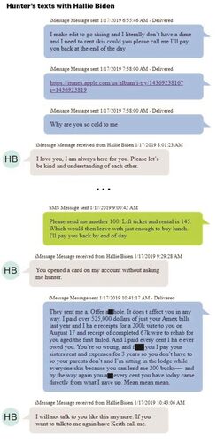 Hunter Biden text exchange with his sister-in-law Hallie Biden