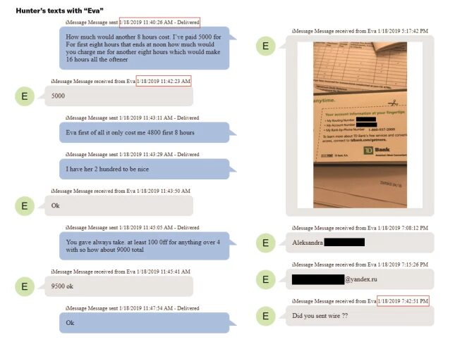 Click to enlarge Hunter Biden's text exchange with