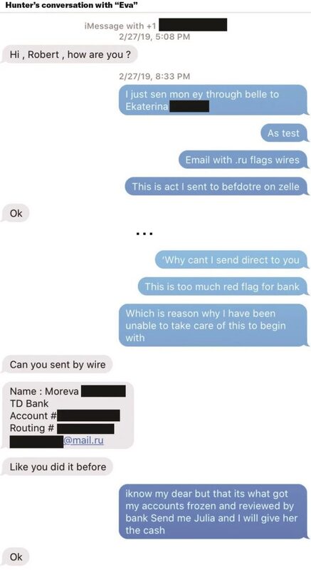 Click to enlarge Hunter Biden's text exchange with