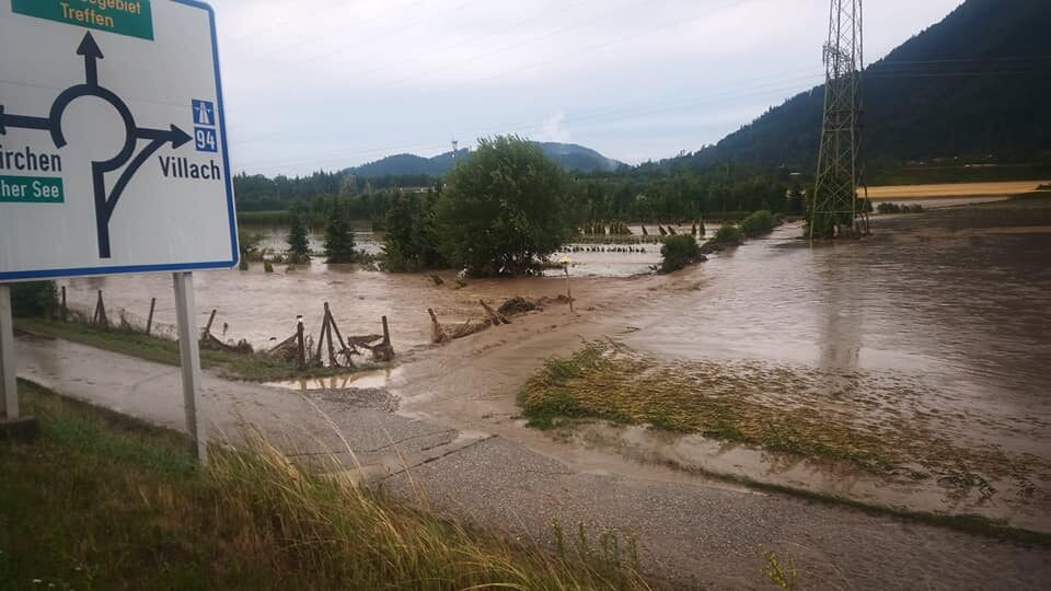 Flooding in Villach-Land District, Carinthia, Austria, June 2022.