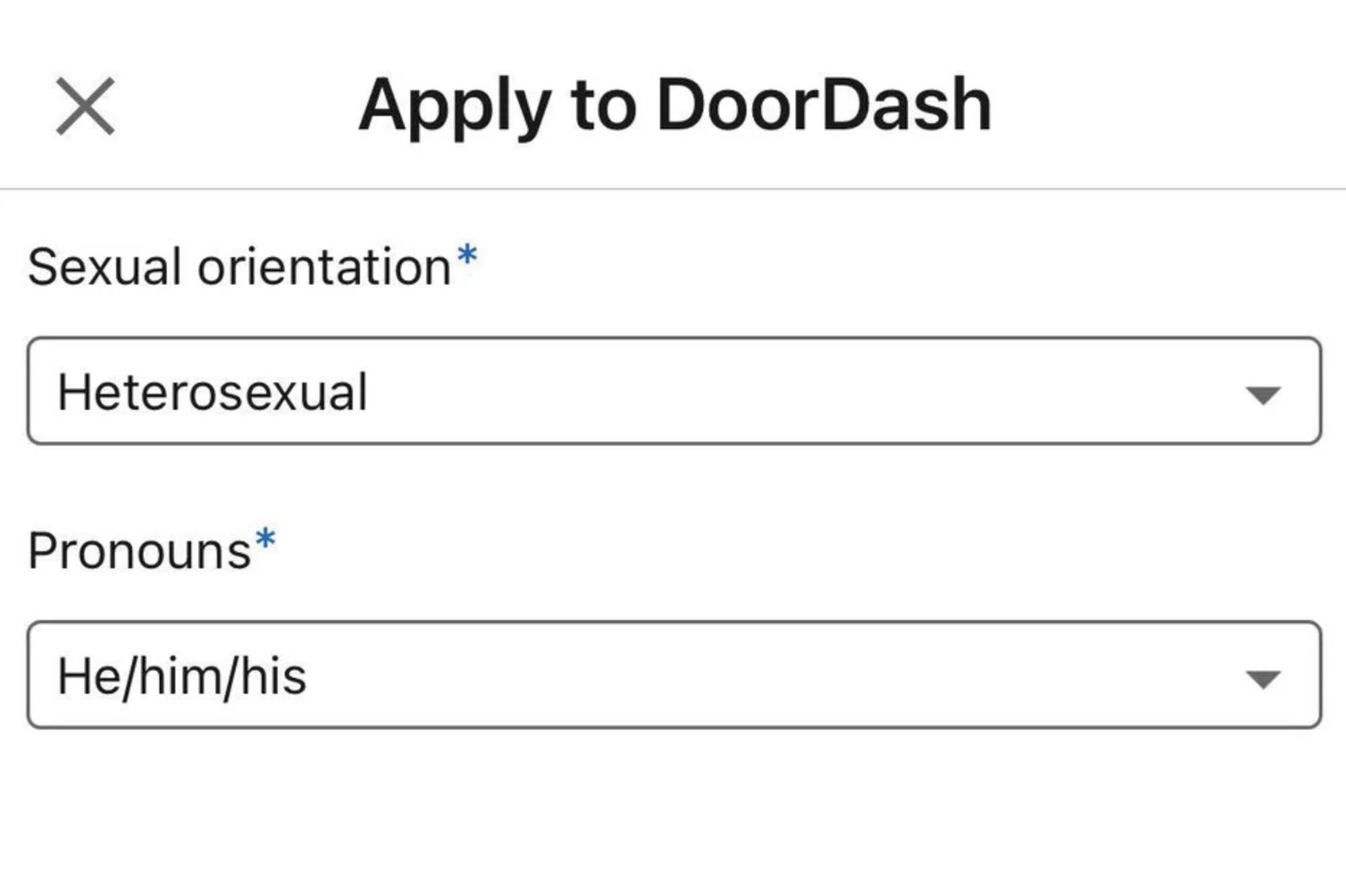 Click to enlarge DoorDash application