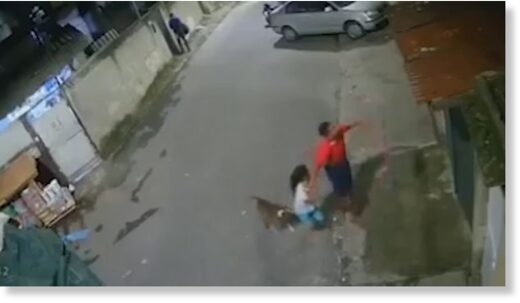 The attack was filmed by an alley way near his home