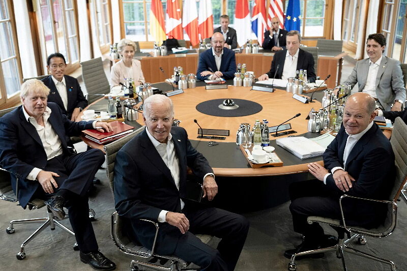 Click to enlarge g7 summit 2022 johnson biden macron trudeau