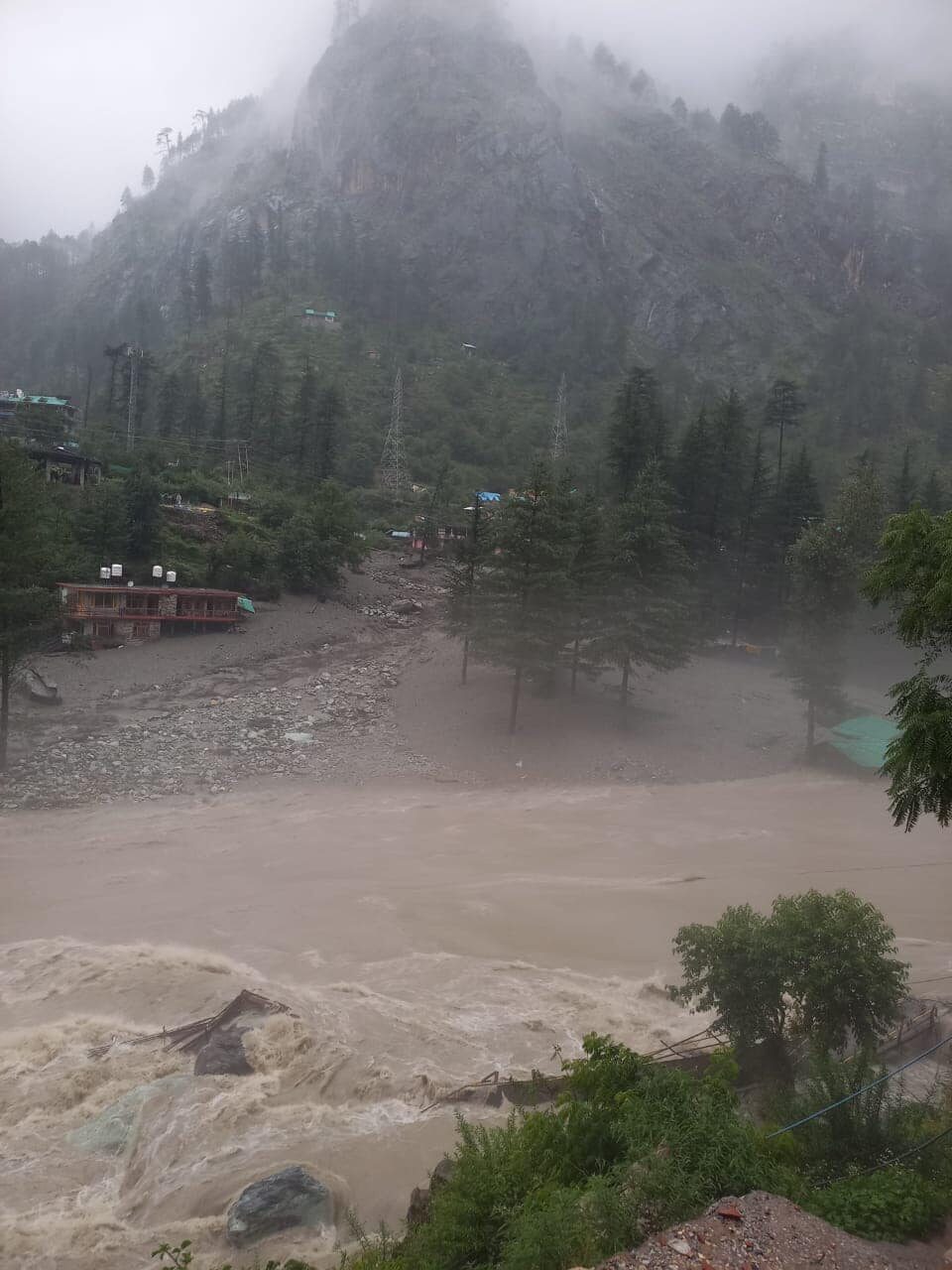 Flash floods in Kullu, Himachal Pradesh, India, 06 July 2022.