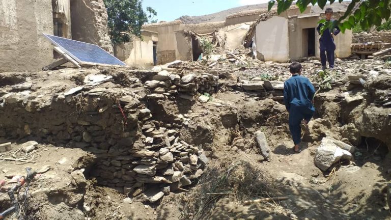 Click to enlarge Flood damage in Seyed Abad District, Maidan Wardag Province, Afghanistan, July 2022.