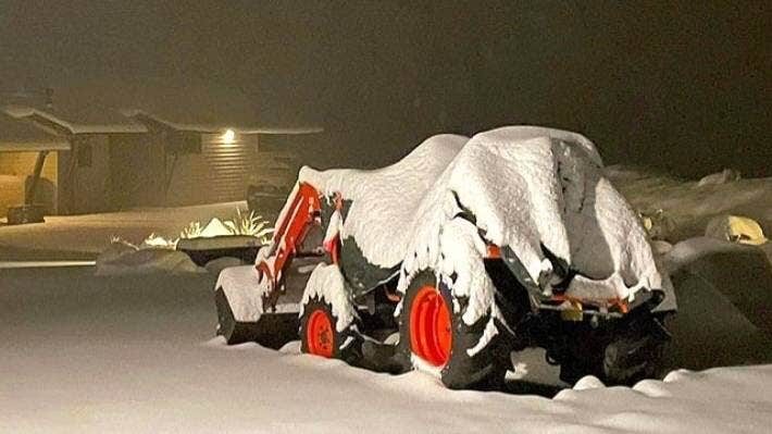 Snow in Mt Cook village early on Friday.