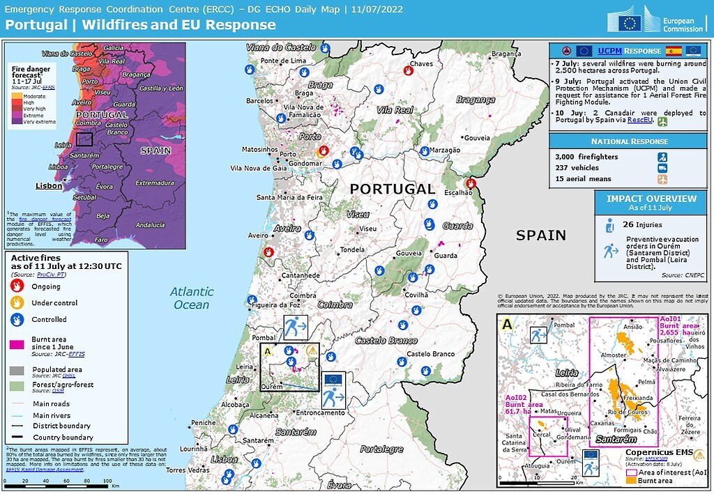 Dozens injured in Portugal wildfires as heatwave set to intensify