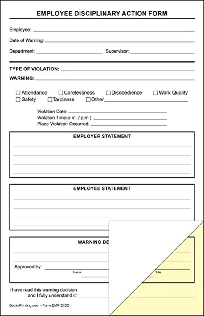 Amazon employee disciplinary action form