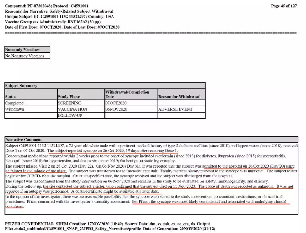 pfizer vaccine death 3