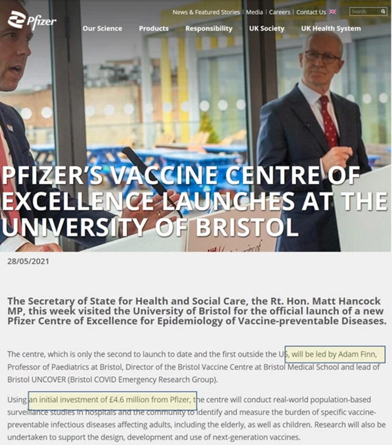 britain pfizer vaccine center adam finn