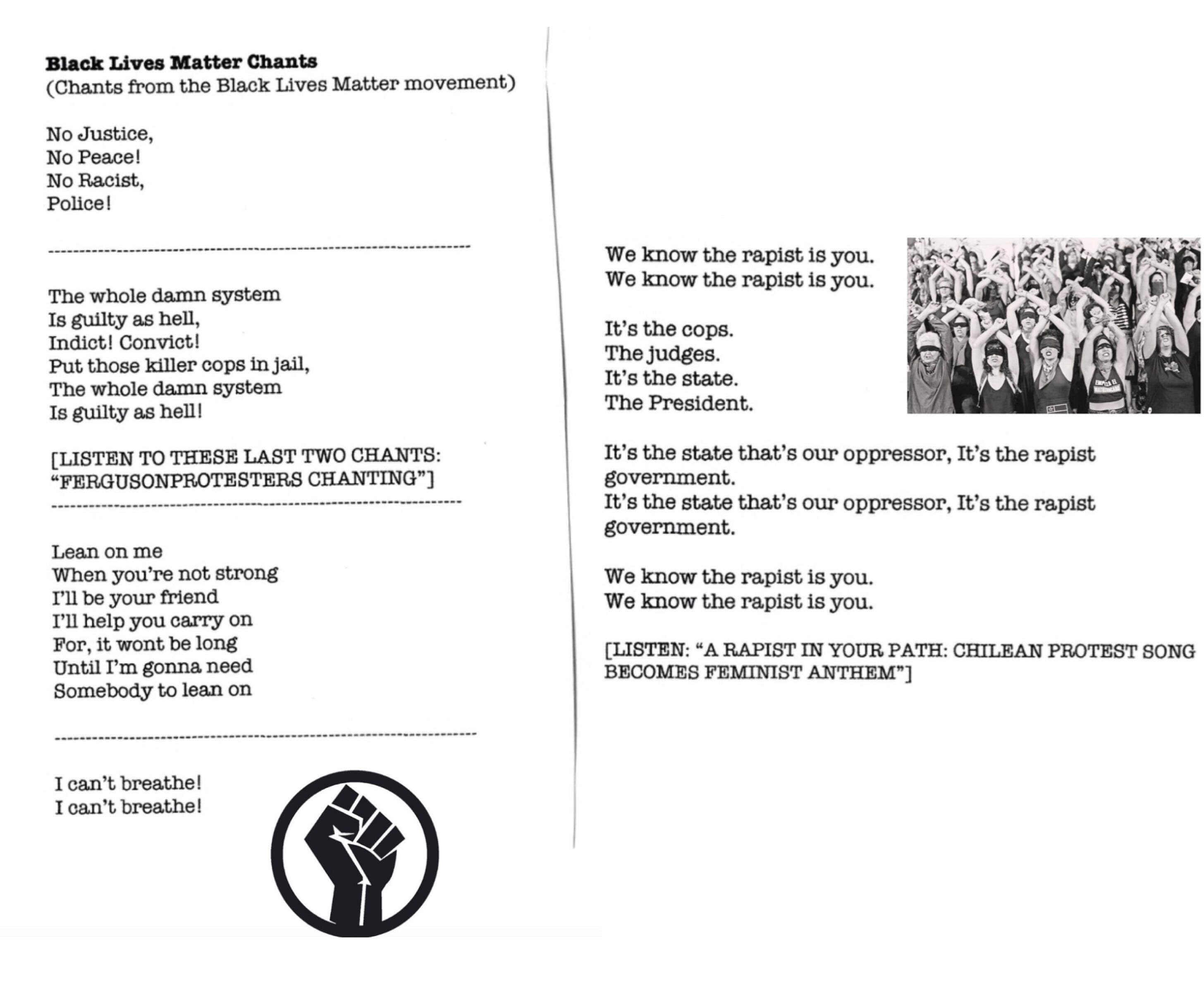 antifa literature chants