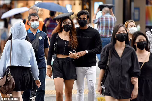 Masked people in New Zealand