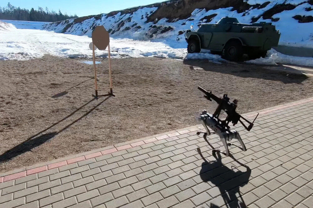 Click to enlarge robot, robot dog, submachine gun, Skynet