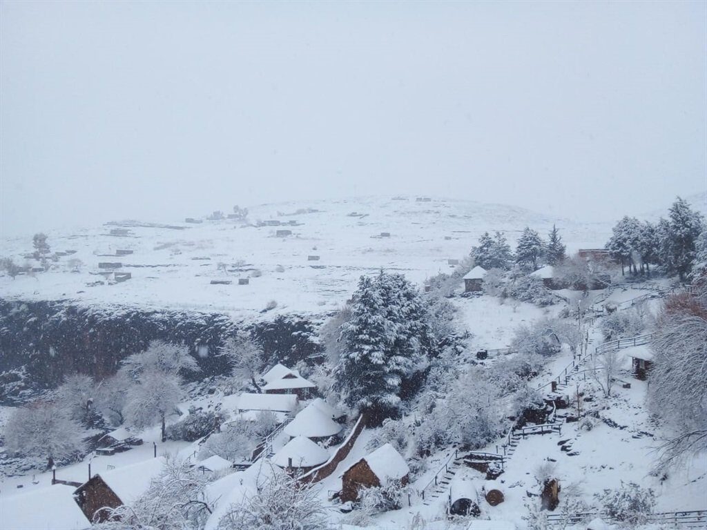Snow at Semonkong Lodge in Lesotho.