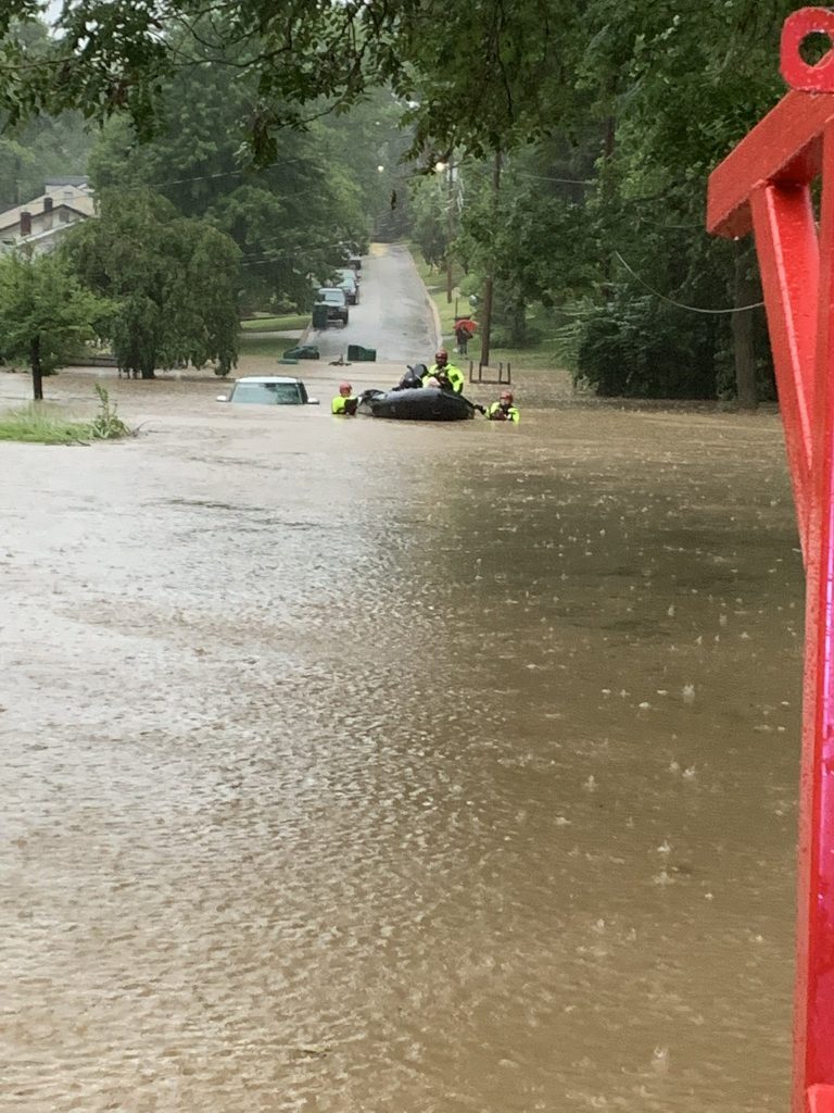 Flood rescue in St Louis, Missouri, USA, July 2022.