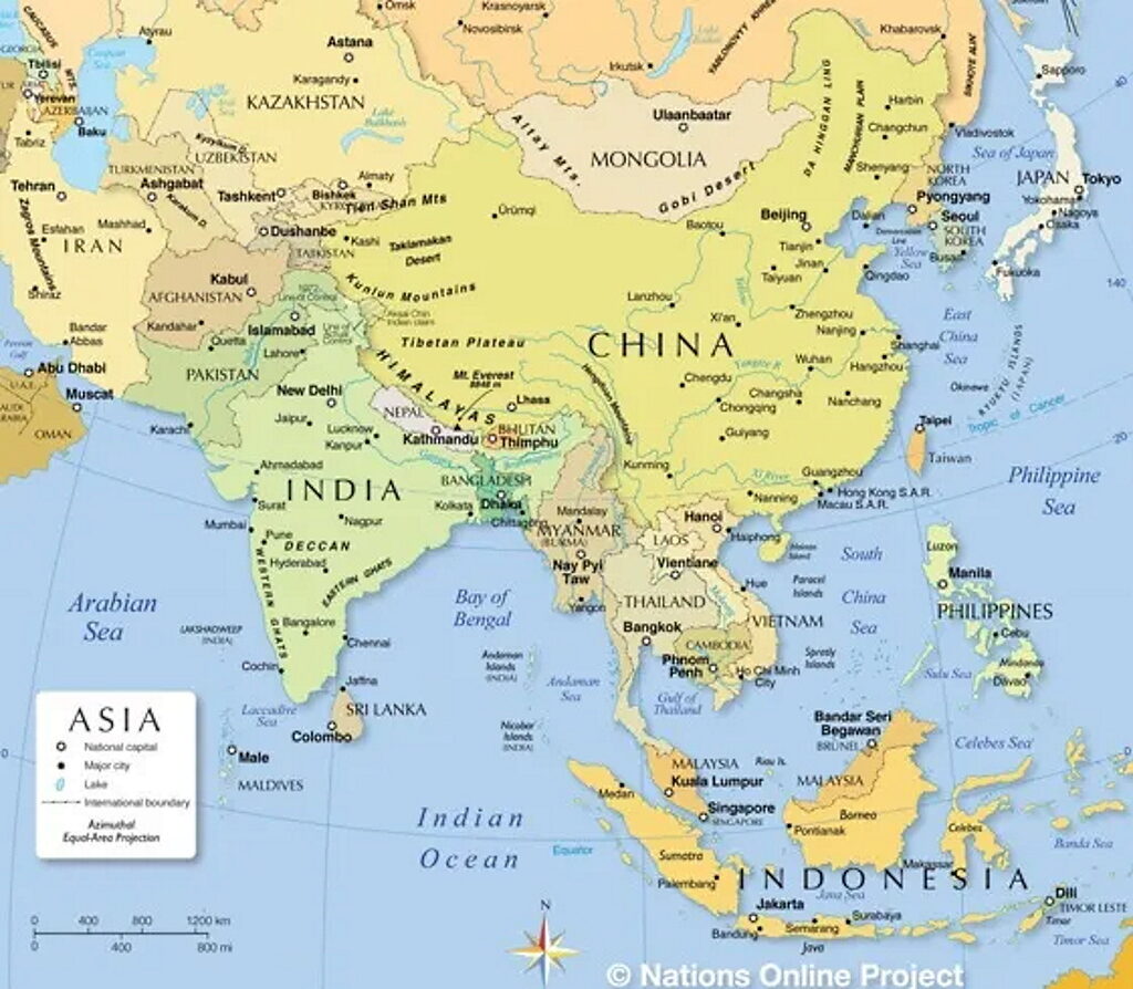 Click to enlarge map of asia china india japan