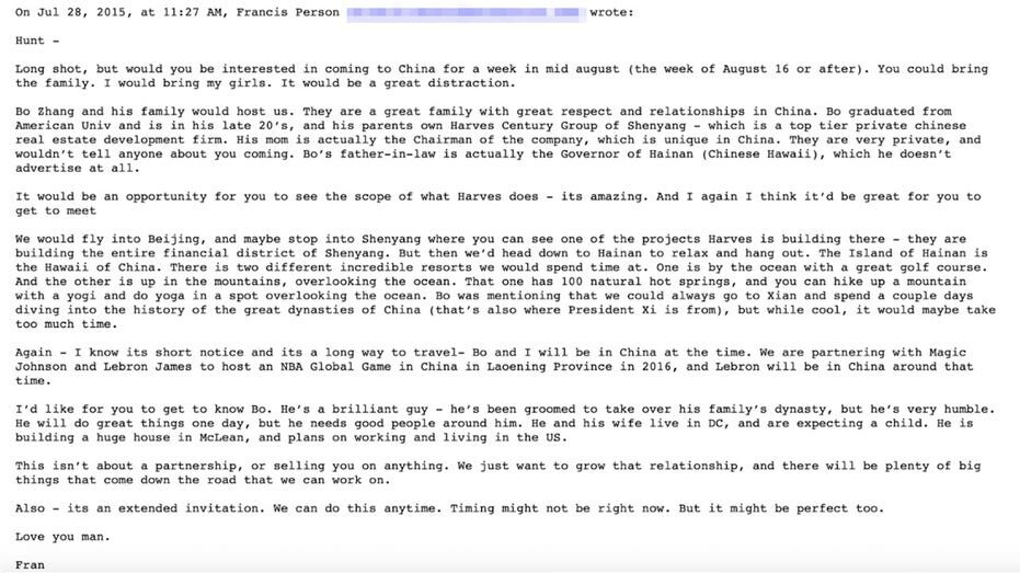 Click to enlarge email joe hunter biden business meetings china
