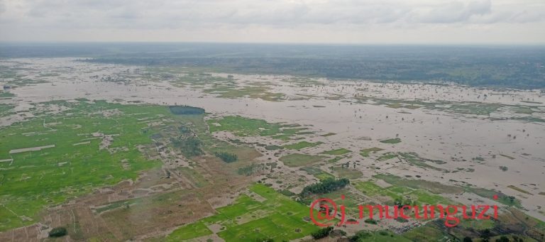 Julius Mucunguzi, Advisor and Head of Communications at the Office of the Prime Minister, distributed aerial photos of the floods