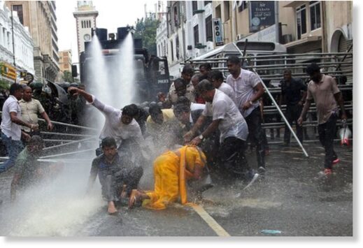 Police use water cannons to disperse farmers