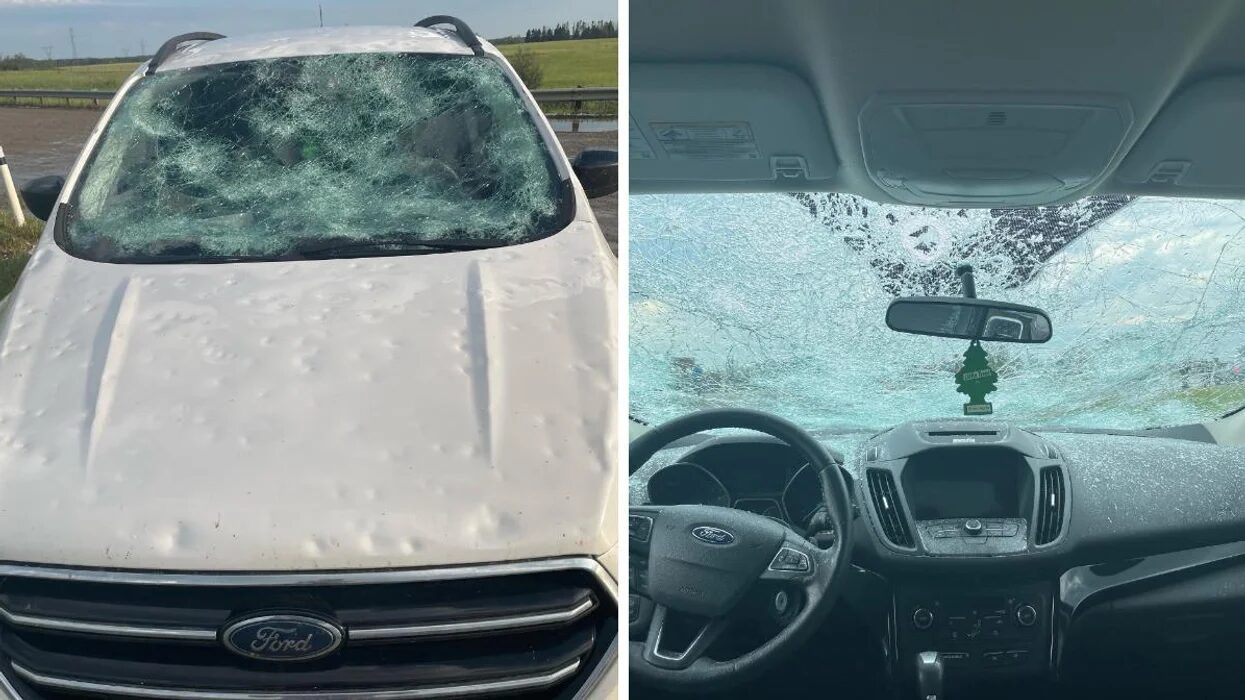 A car damaged by hail.
