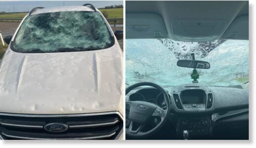 A car damaged by hail.