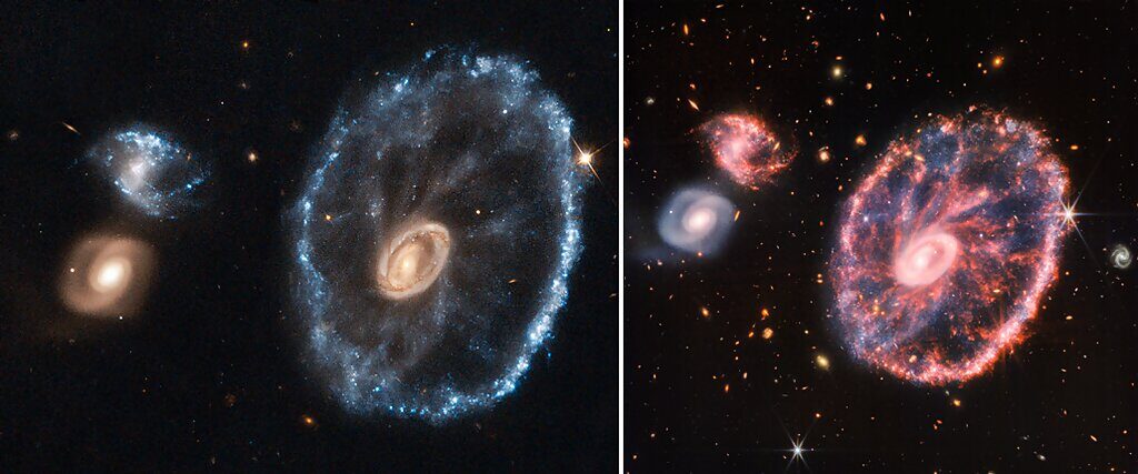 Hubble JWST james webb carwheel galaxy