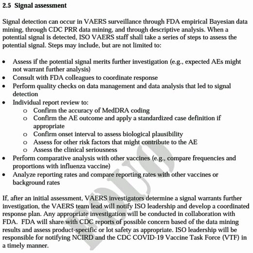 signal assessment vaers