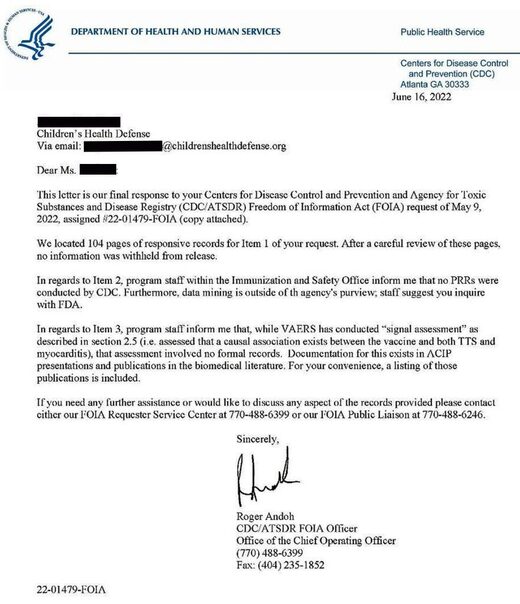 CDC letter