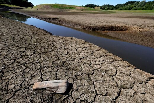 Cracks can be seen on dried up bed of Tittesworth Reservoir, in Leek, Britain, August 12, 2022