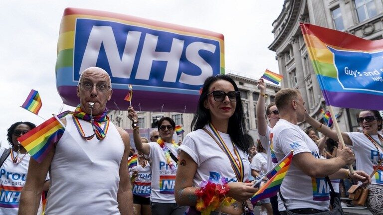 Click to enlarge NHS workers take part in the annual Pride Parade in London, Britain, July 6, 2019