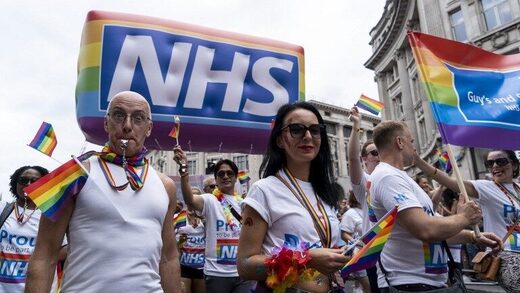 NHS workers take part in the annual Pride Parade in London, Britain, July 6, 2019