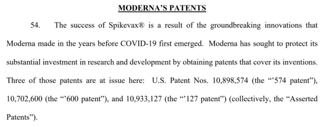moderna's patents