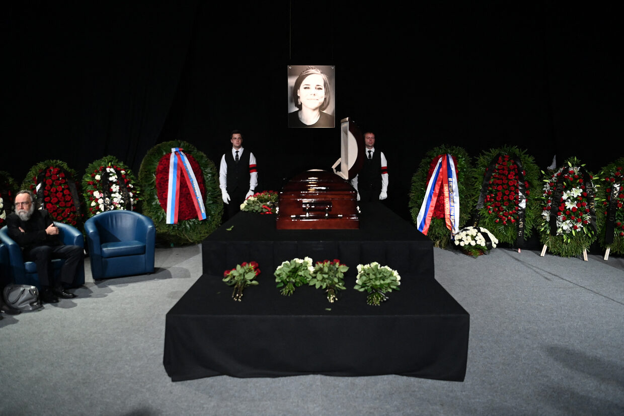 Alexander Dugin attends the farewell ceremony of his daughter Daria Dugina
