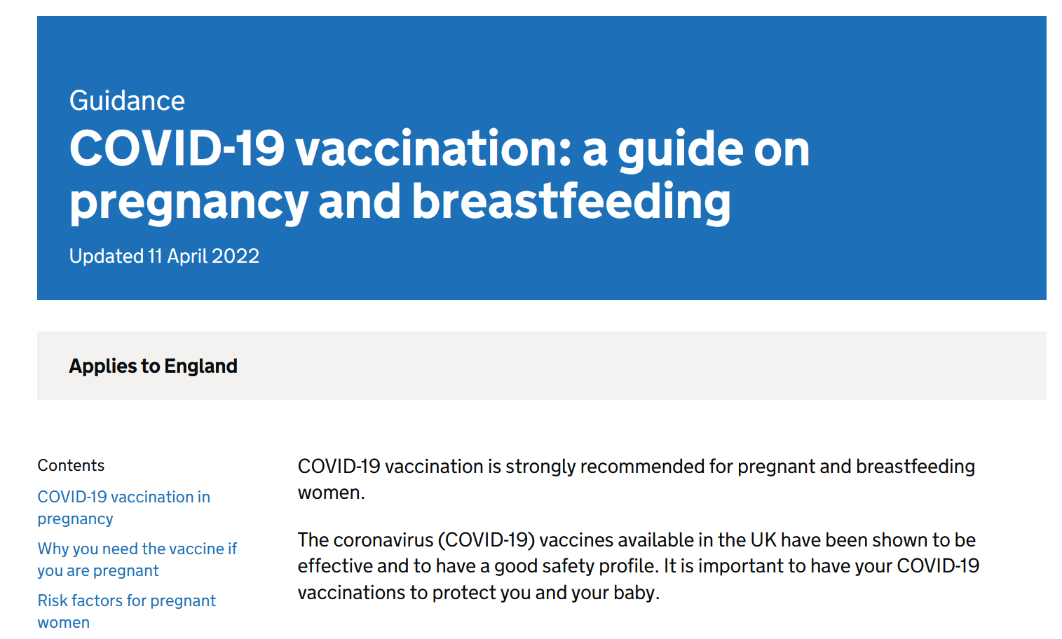 Click to enlarge government webpage covid vaccine uk