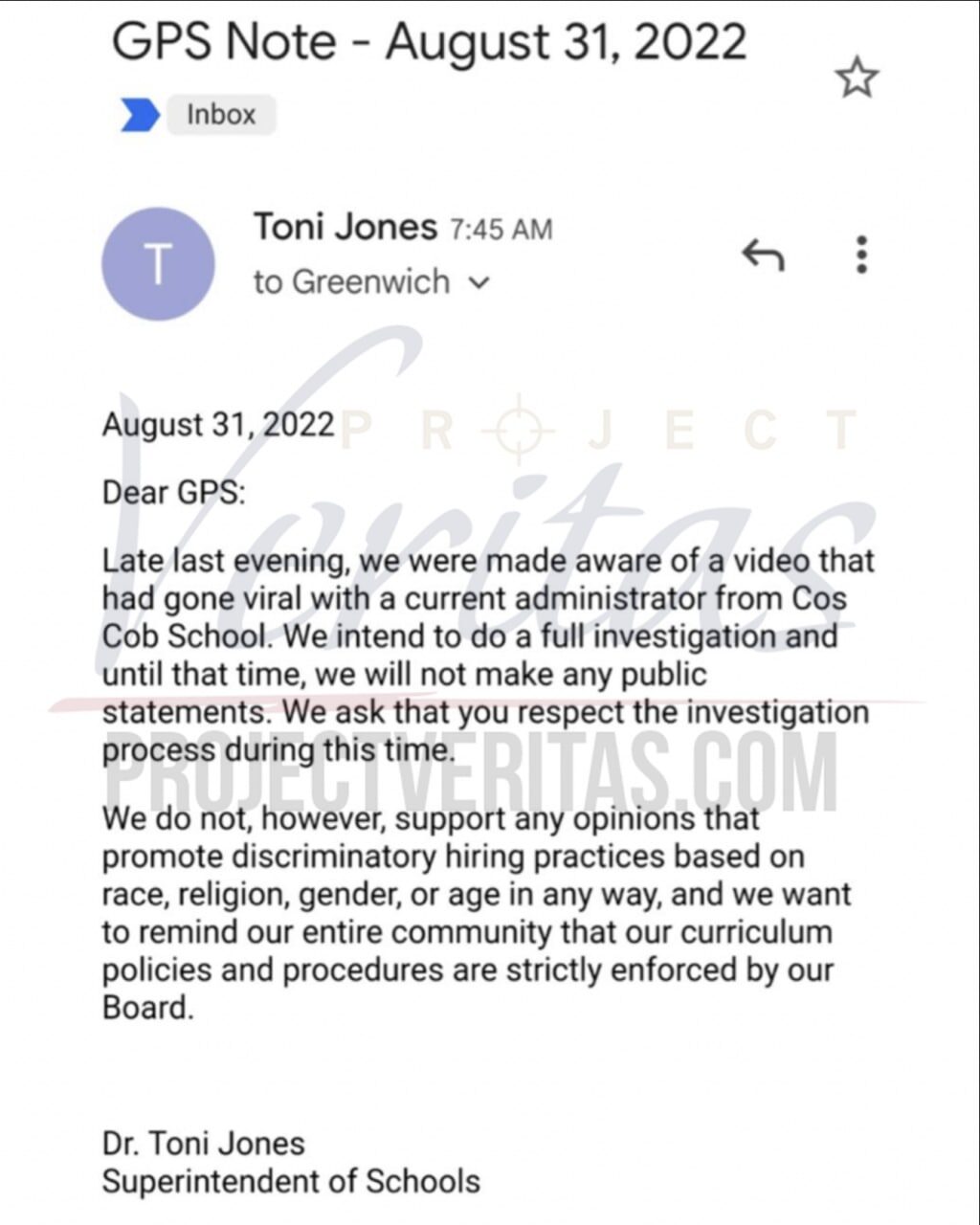 Superintendent school statement
