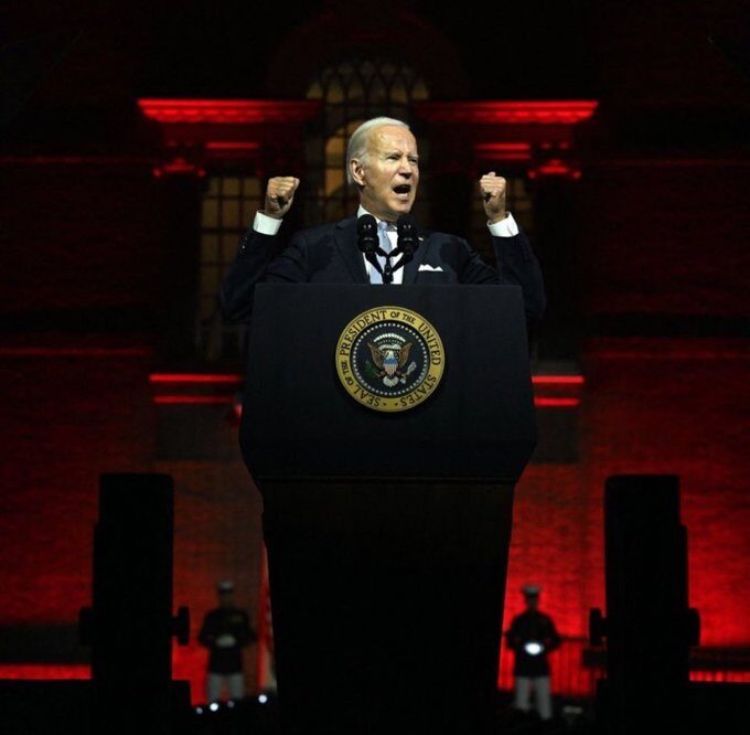 biden speech red background vendetta