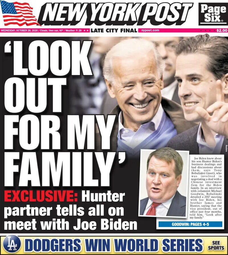 New york post bobulinsky headline hunter biden