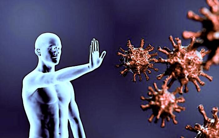 blue guy and virus
