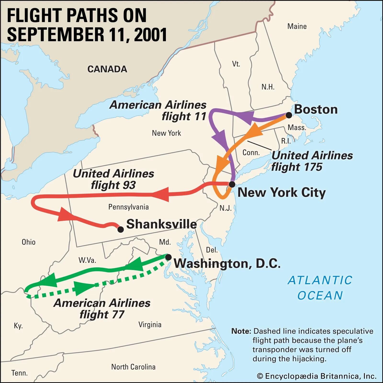 flight paths 9/11 planes