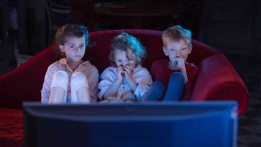Children watching TV
