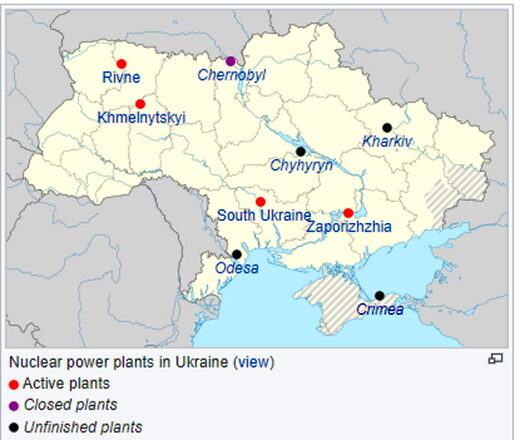 Map of Ukraine nuclear facilities