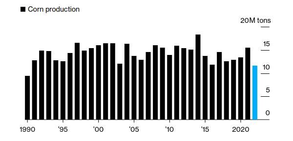 Click to enlarge france corn crop harvest 2022