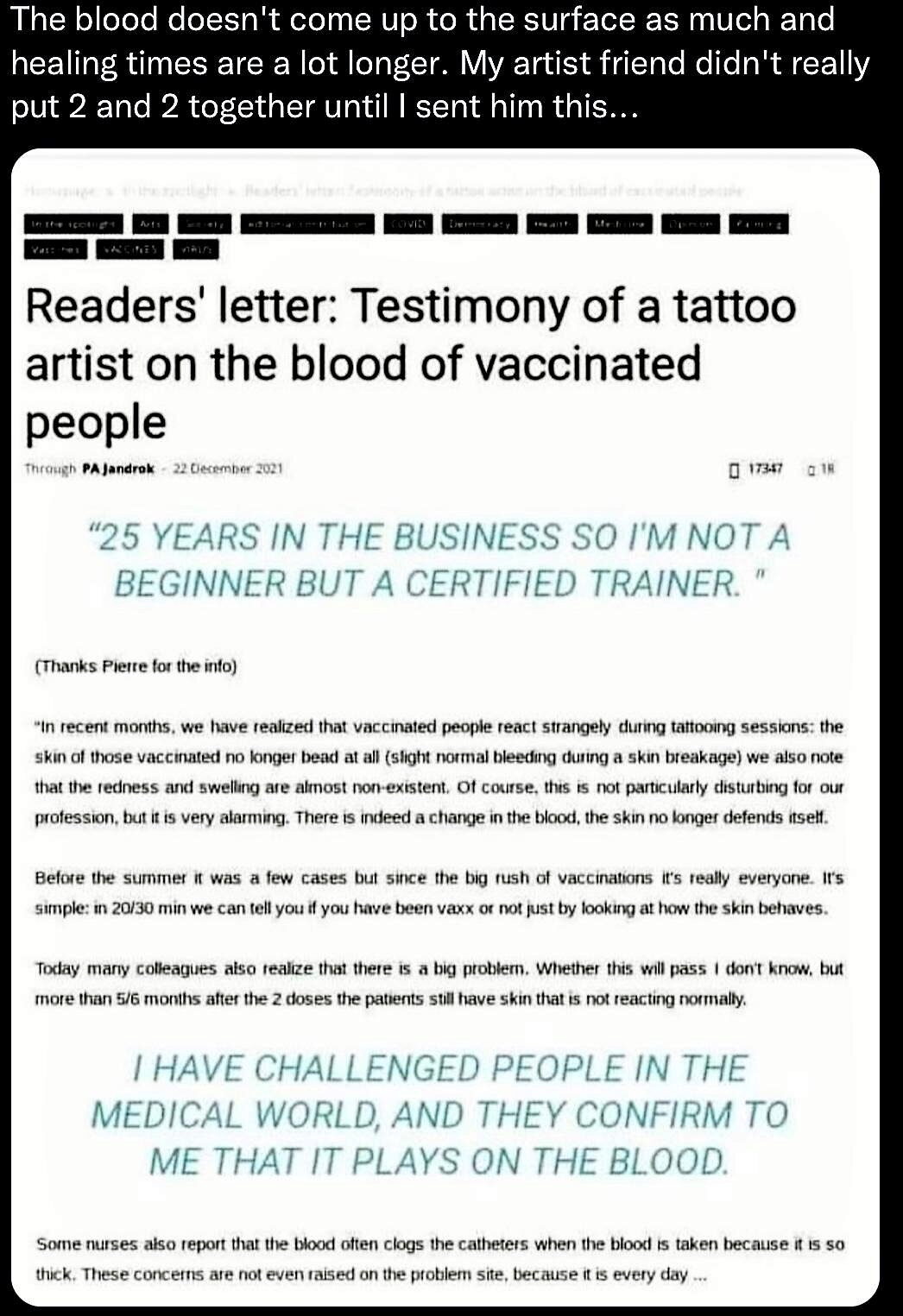 Click to enlarge tattoo artist observation blood clots covid vaccine