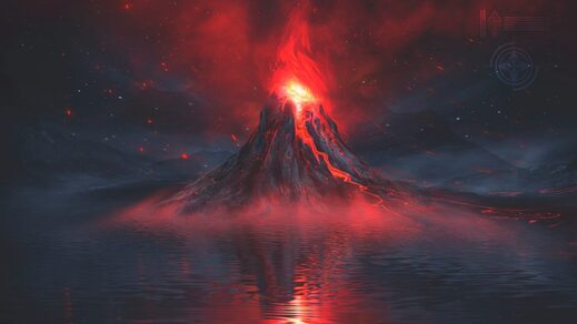 volcano eruption art