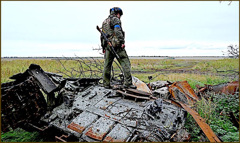 inspecting wreckage