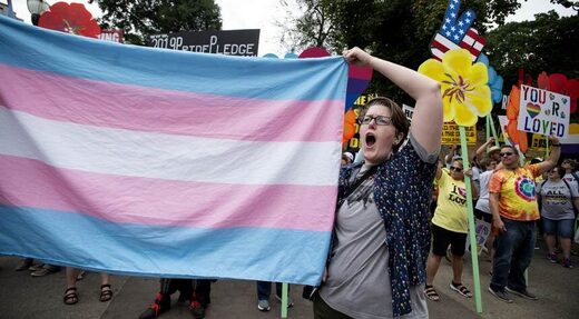 transgender flag protester